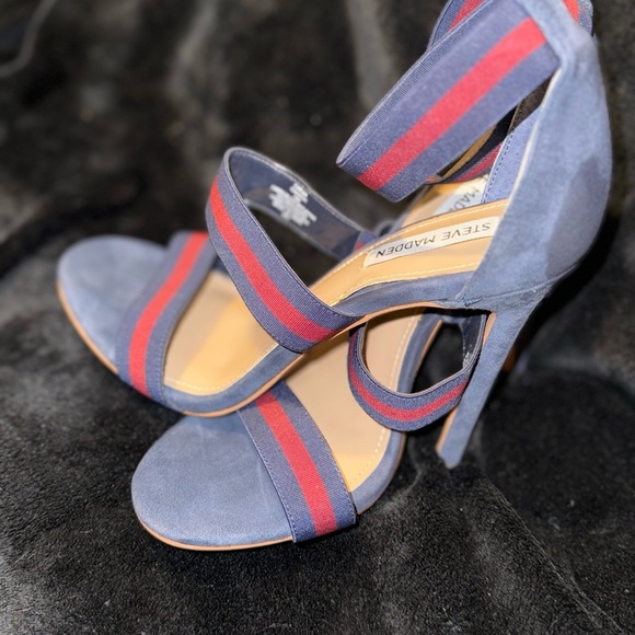 Steve Madden Blue and Red Heeled Sandals - Picture 7 of 14